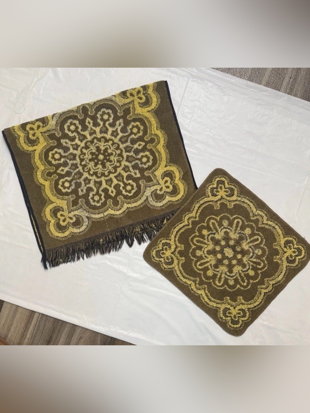 Vtg 1960's Hand Towel & Wash Cloth Fringe Martex Towels Of Excellence Green RARE